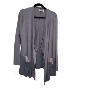 LOGO by Lori Goldstein Two-Tone Gray Cardigan